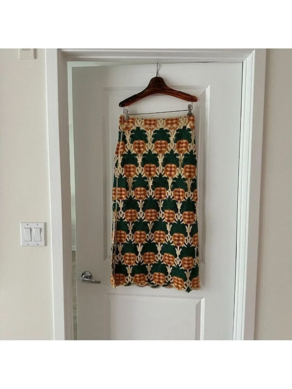 Farm Rio Sand Pineapple Crochet Skirt